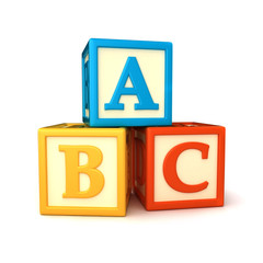 ABC building blocks on white background