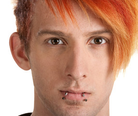 Serious Teen with Lip Piercing