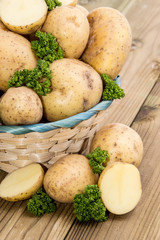 Fresh Potatoes and Parsley in a basket