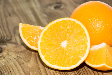 Chopped Oranges on wood
