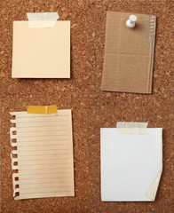 brown old paper note background cork board