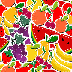 Sewing fruits seamless pattern