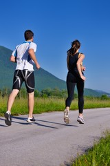 Young couple jogging