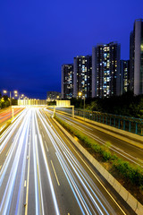 Fototapeta na wymiar traffic with blur light through city at night