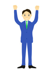 両手を上げてガッツポーズする男性　イラスト