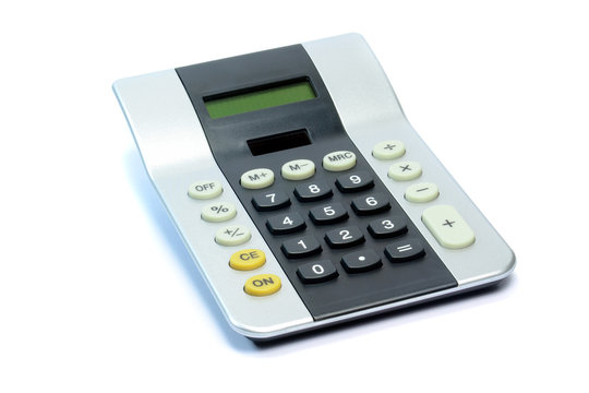 A large solar powered calculator on a white background