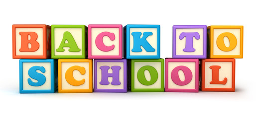 Alphabet building blocks that spelling the word back to school