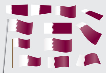 set of flags of Qatar vector illustration