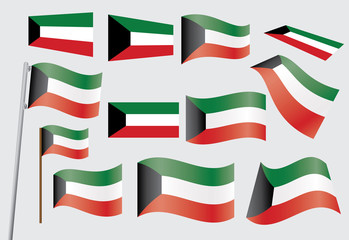 set of flags of Kuwait vector illustration