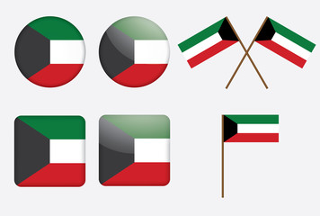 set of badges with flag of Kuwait vector illustration