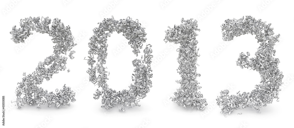 Poster shape of 2013 made from 3d numbers
