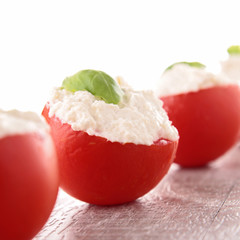 stuffed tomato with cheese and basil