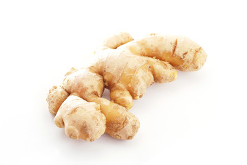 Root Ginger isolated on a white studio background.