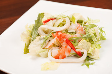 salad with calamari and shrimps