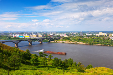 Fototapeta na wymiar Widok Niżnym Nowogrodzie z Molitovsky mostu
