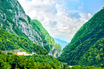 Obraz premium summer mountains landscape, clouds sky