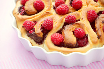yeast, raspberry buns