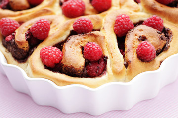 yeast, raspberry buns