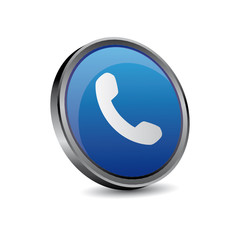 Telephone, phone icon blue button