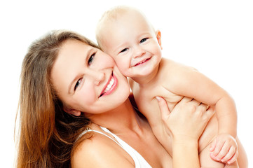 happy mom and baby