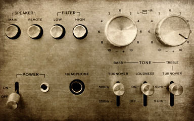 Grunge old amplifier close up