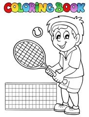 Fotobehang Kleurboek cartoon tennisser © Klara Viskova