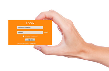 Login user name and password form handheld