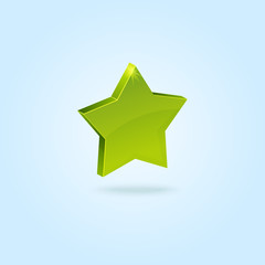Green star symbol isolated on blue background