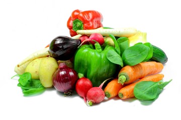 Fresh vegetables isolated on white background