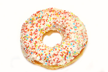 Pink donut with candy