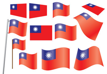 set of flags of Taiwan vector illustration