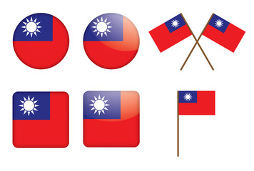 set of badges with flag of Taiwan vector illustration