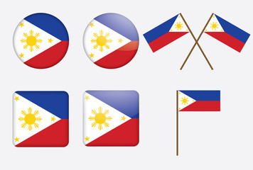 set of badges with flag of Philippines vector illustration