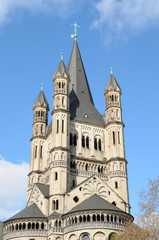 Fototapeta na wymiar Top of church of Gross St. Martin in Cologne