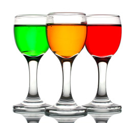 alcoholic cocktails isolated on white