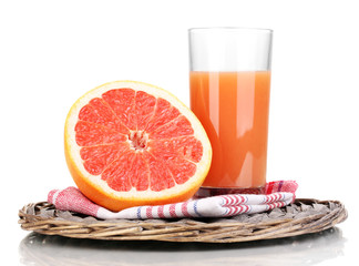 Grapefruit juice and grapefruit isolated on white
