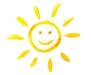 Fototapeta premium bright sun painted isolated on white