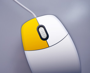 Computermaus mit gelber Maustaste