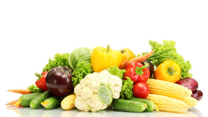 Fresh vegetables isolated on white