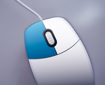 Computermaus mit blauer Maustaste
