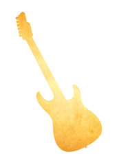 Grunge image of electric guitar from old paper isolated