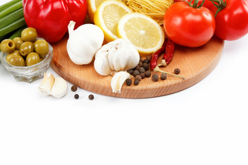 set fresh vegetables isolated on white background