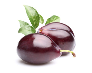 Sweet plums with leaves