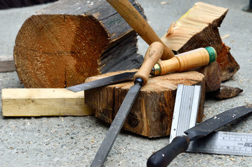 outils de bricolage,ciseau à bois,rape,bois