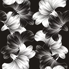 Cercles muraux Fleurs noir et blanc Fond de fleur de beau vecteur