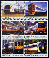 Collection stamps shows different trains