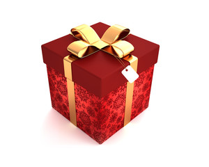 Gift box red isolated on white background