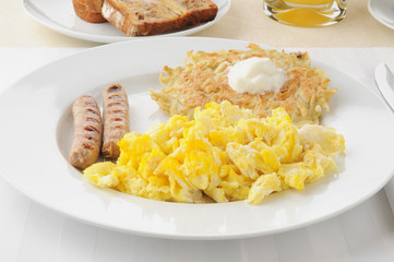 Link Sausage with scrambled eggs