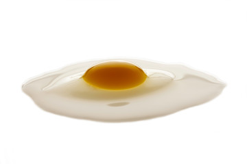Fresh broken row egg isolated on white background