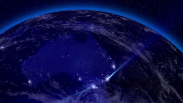 Earth from Space Lightstreaks over Australia view from outer spa